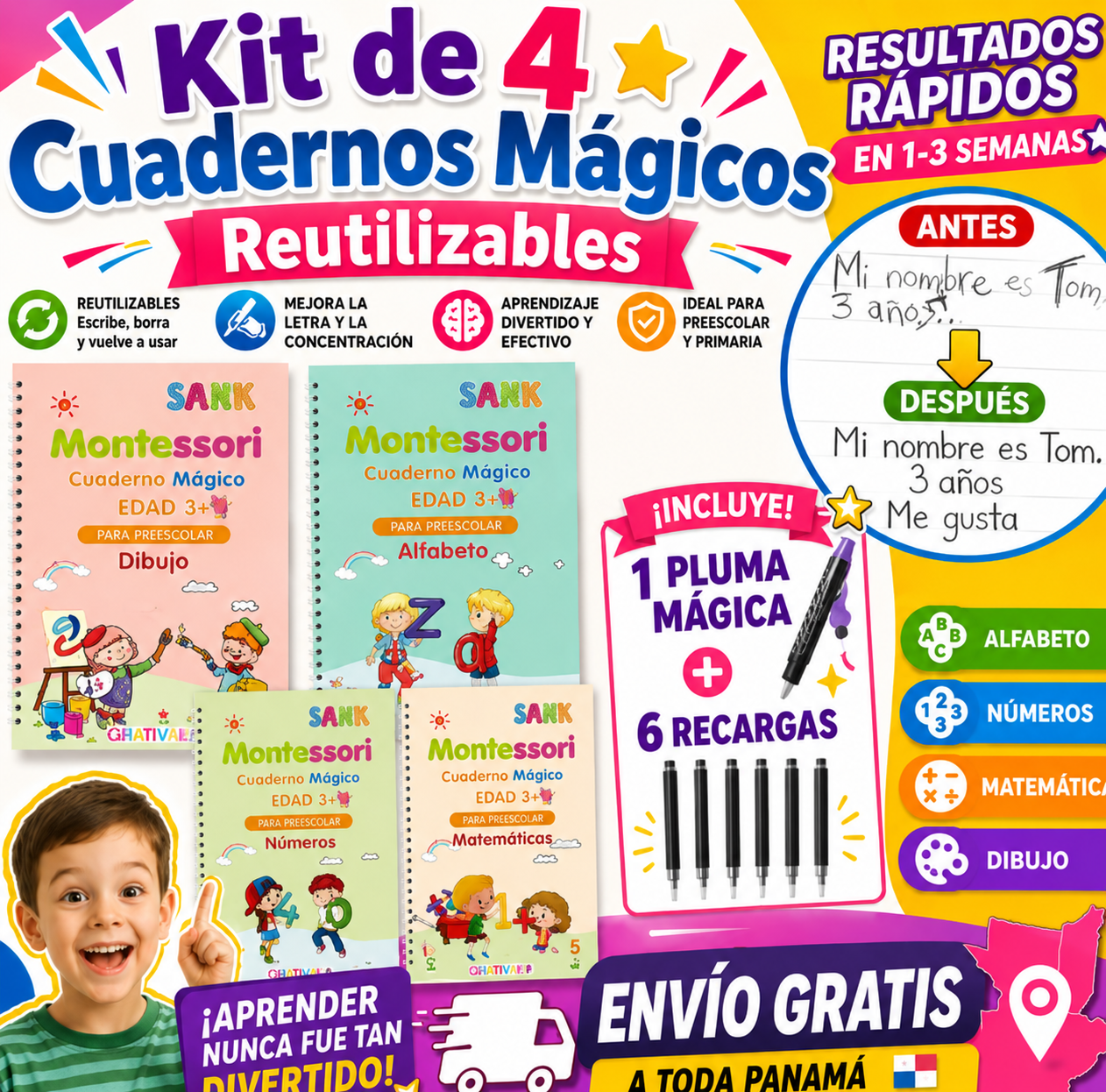 Aprender a escribir nunca fue tan fácil — Kit Mágico de Caligrafía Reutilizable